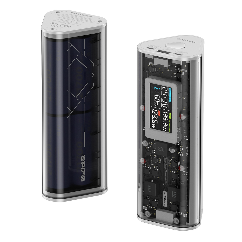 This transparent prism power bank boasts up to a 170W output