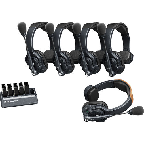 Hollyland Solidcom SE Global 5S 5-Person Full-Duplex Single-Ear Noise-Canceling Headset Intercom System (2.4 GHz)